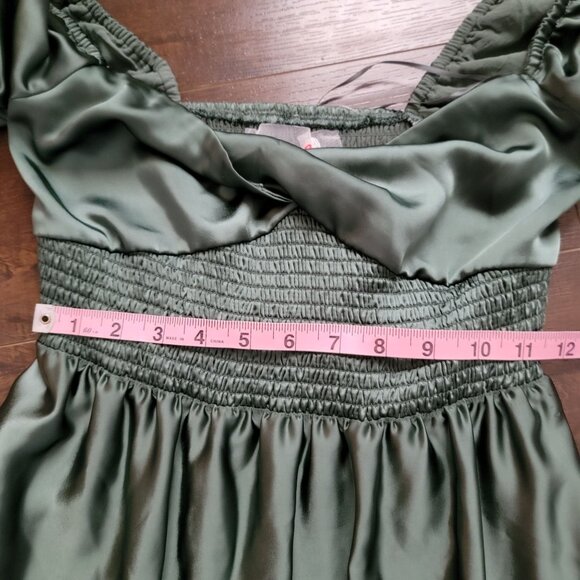 Free People Sundrenched Maxi Dress Womens S Silky Moss Green Whimsical Romantic - Picture 6 of 10